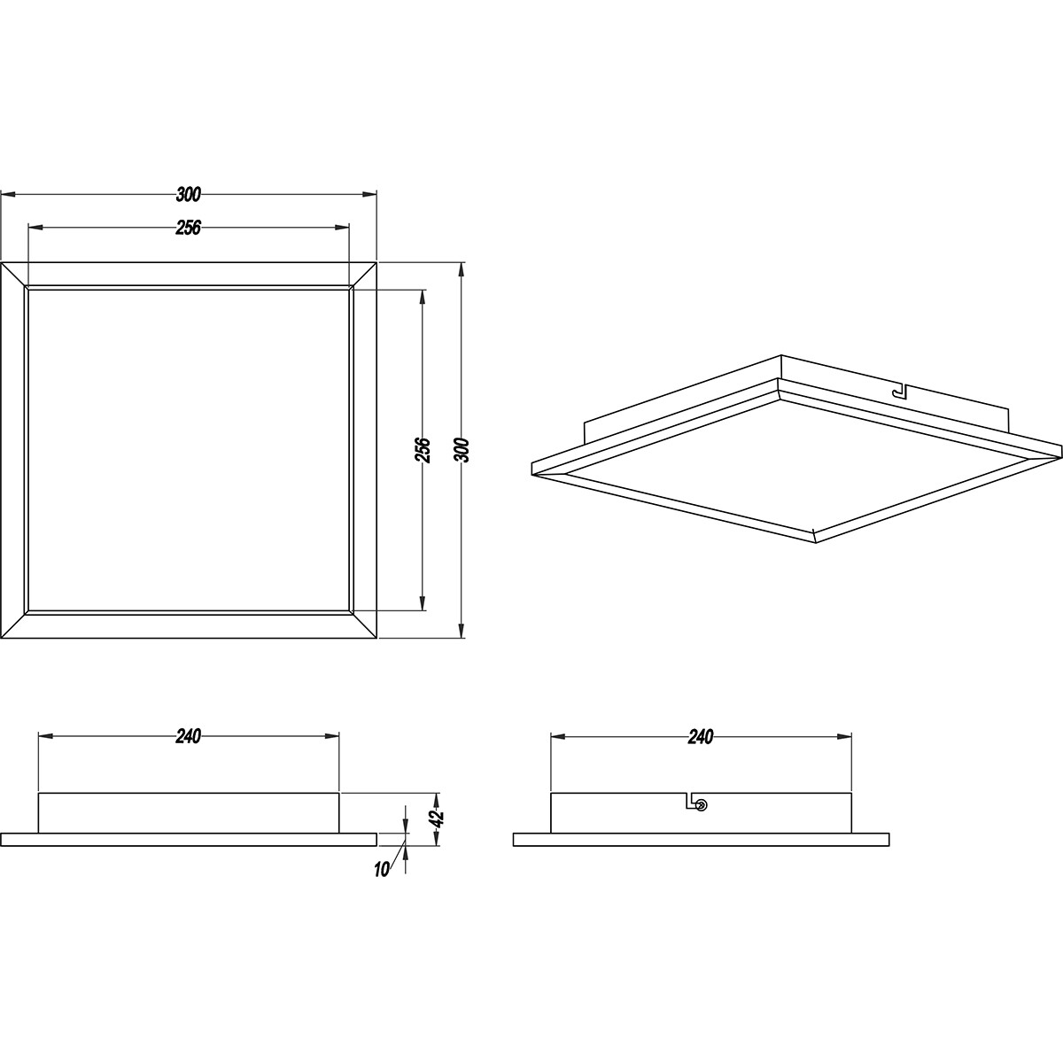 LED Deckenlampe - Deckenbeleuchtung - Trion Povino - 15W - Warmweiß 3000K - Dimmbar - Quadrat - Mattschwarz - Aluminium