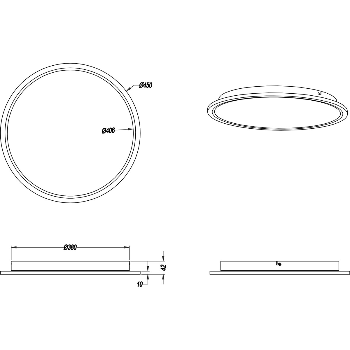 LED Deckenlampe - Deckenbeleuchtung - Trion Povino - 26W - Warmweiß 3000K - Dimmbar - Rund - Mattschwarz - Aluminium