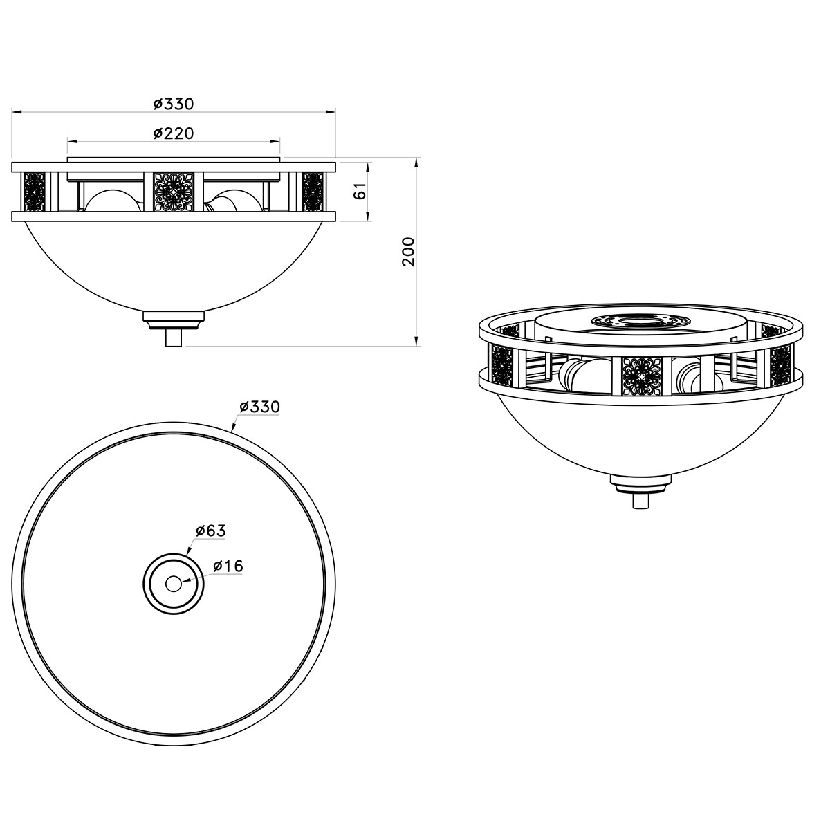 LED Deckenleuchte - Deckenbeleuchtung - Trion Qoluno - E27 Sockel - 2-flammig - Rund - Orange - Aluminium