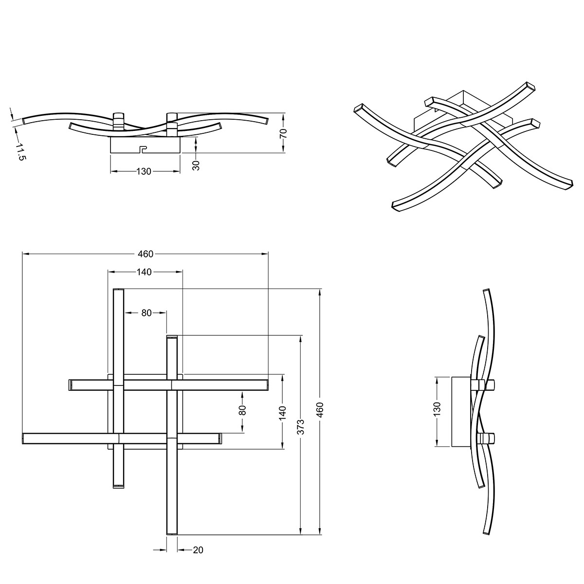 LED Deckenleuchte - Deckenbeleuchtung - Trion Ritonu - 20W - Warmweiß 3000K - Quadratisch - Mattes Nickel - Aluminium