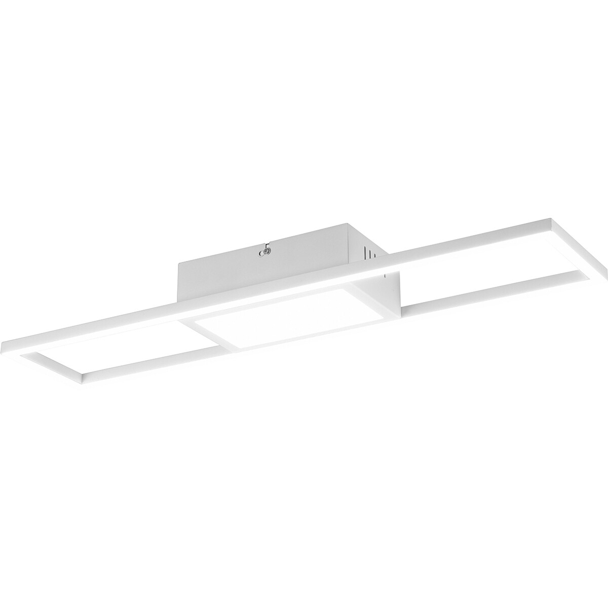 LED Deckenlampe - Deckenbeleuchtung - Trion Riyaz - 22W - Farbtemperatur einstellbar - Fernbedienung - Dimmbar - Rechteckig - Matt Weiß - Aluminium