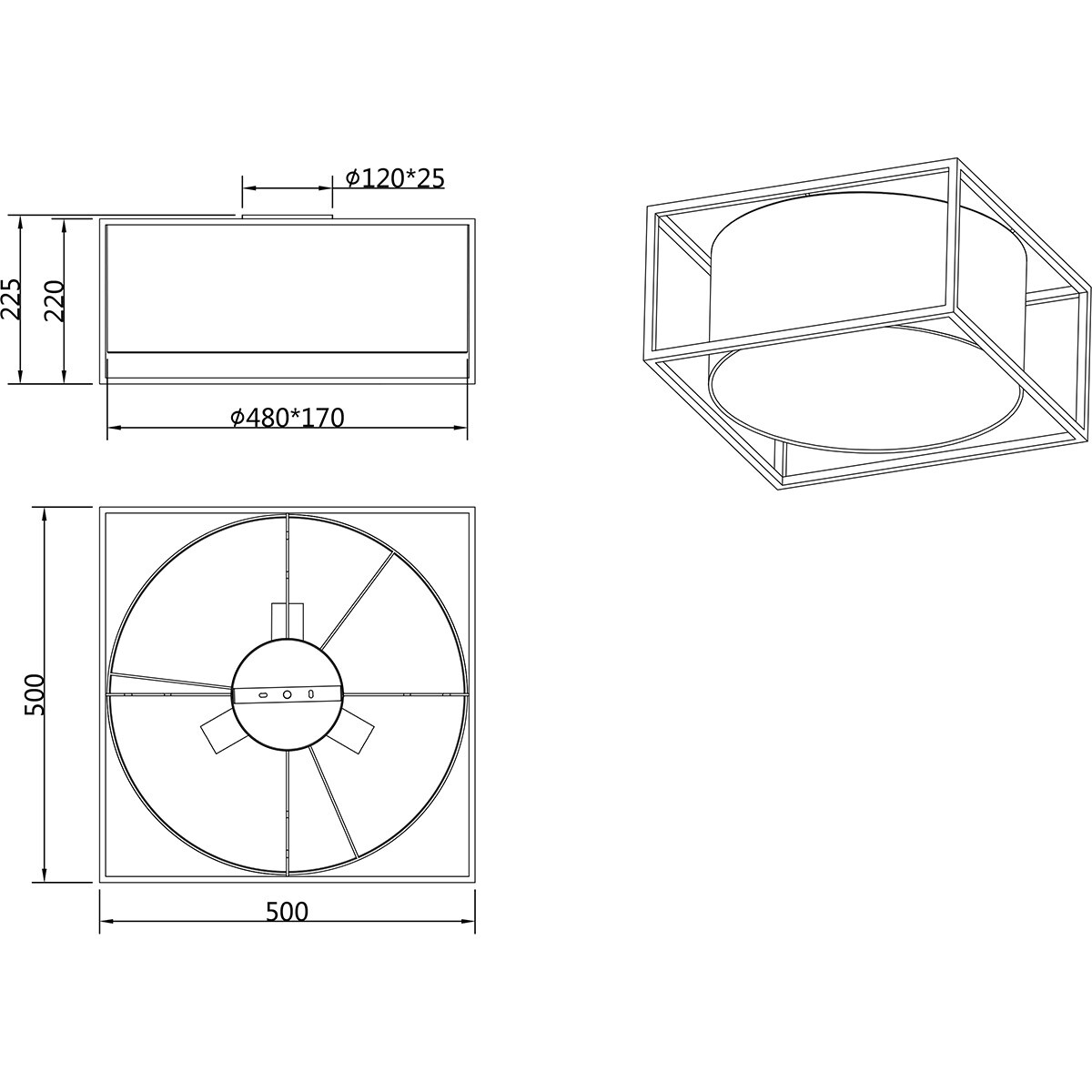 LED-Deckenleuchte - Deckenbeleuchtung - Trion Rocky - E27-Fassung - 3-flammig - Industriell - Mattschwarz - Metall