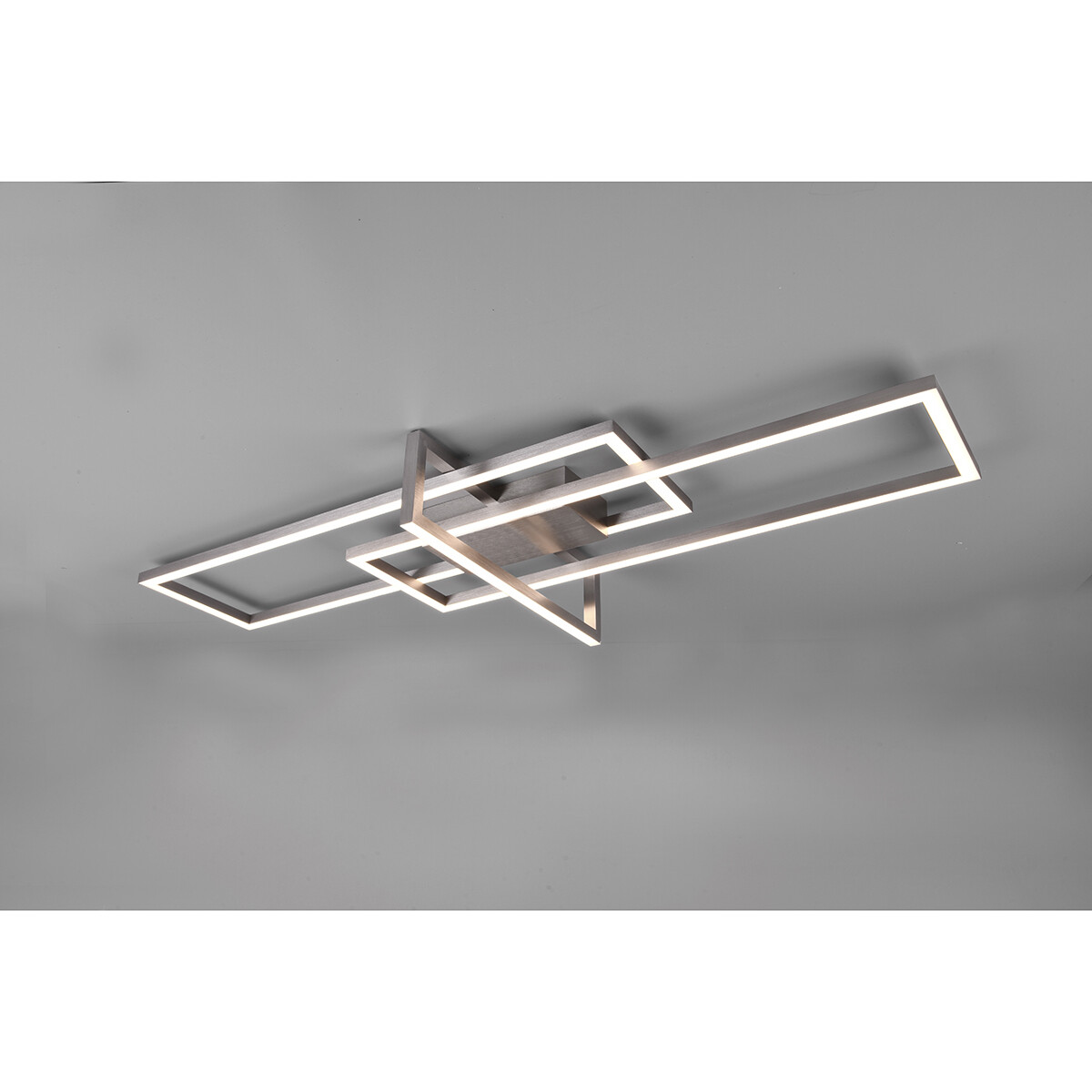 LED Deckenlampe - Deckenbeleuchtung - Trion Salana - 34W - Warmweiß 3000K - Dimmbar - Rechteckig - Matt Nickel - Aluminium