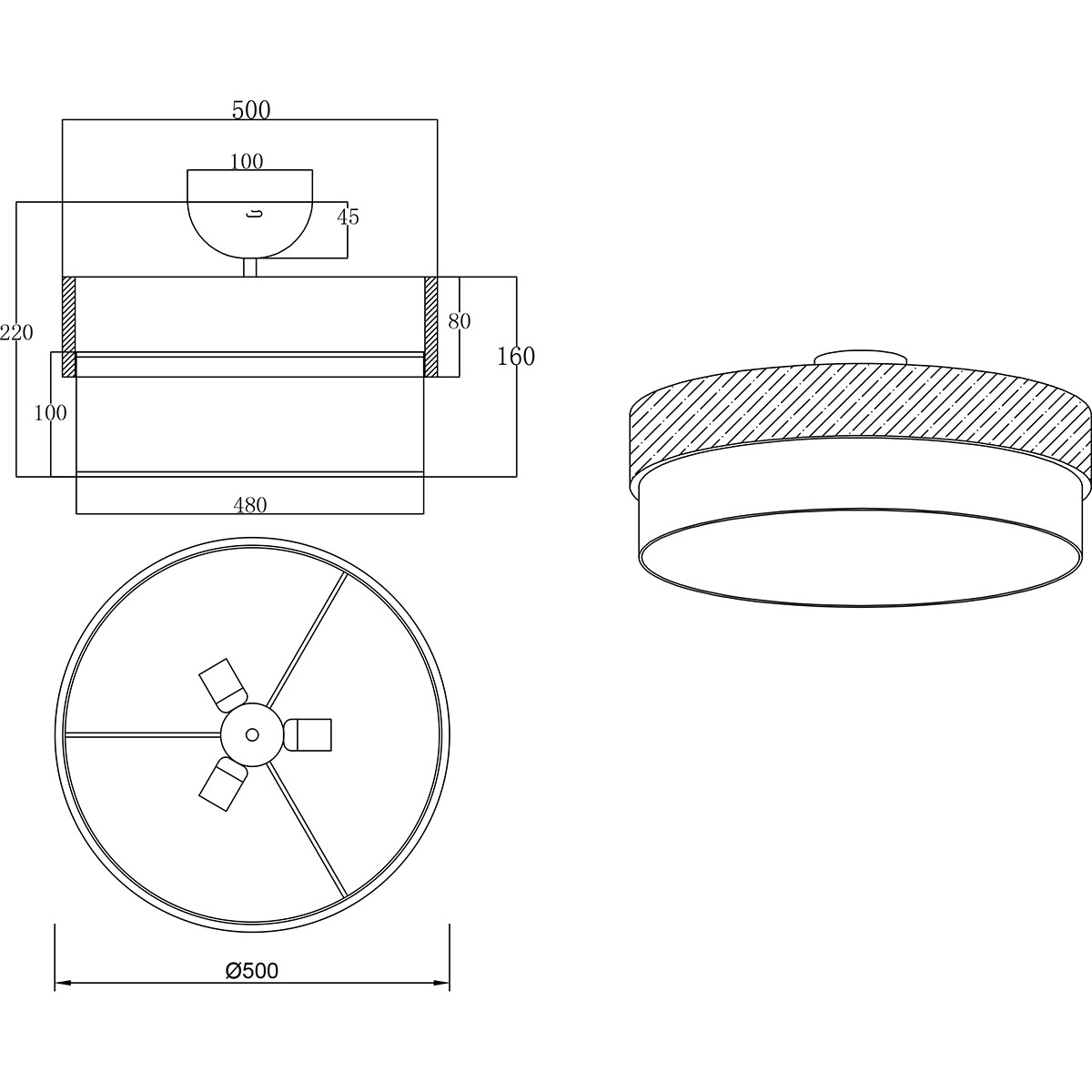 LED Deckenlampe - Deckenbeleuchtung - Trion Sella - E14-Fassung - 3-flammig - Rund - Matt Nickel/Weiß - Aluminium