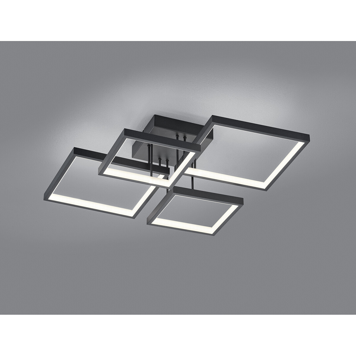 LED Deckenleuchte - Deckenbeleuchtung - Trion Soranto - 24W - Warmweiß 3000K - Dimmbar - Quadratisch - Mattschwarz - Aluminium