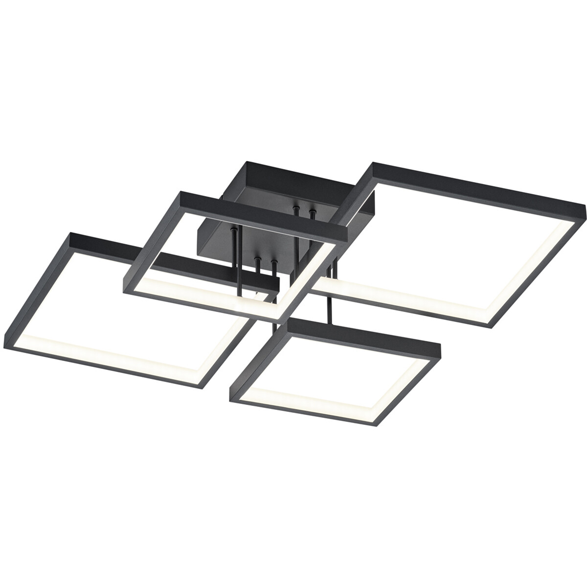 LED Deckenleuchte - Deckenbeleuchtung - Trion Soranto - 24W - Warmweiß 3000K - Dimmbar - Quadratisch - Mattschwarz - Aluminium