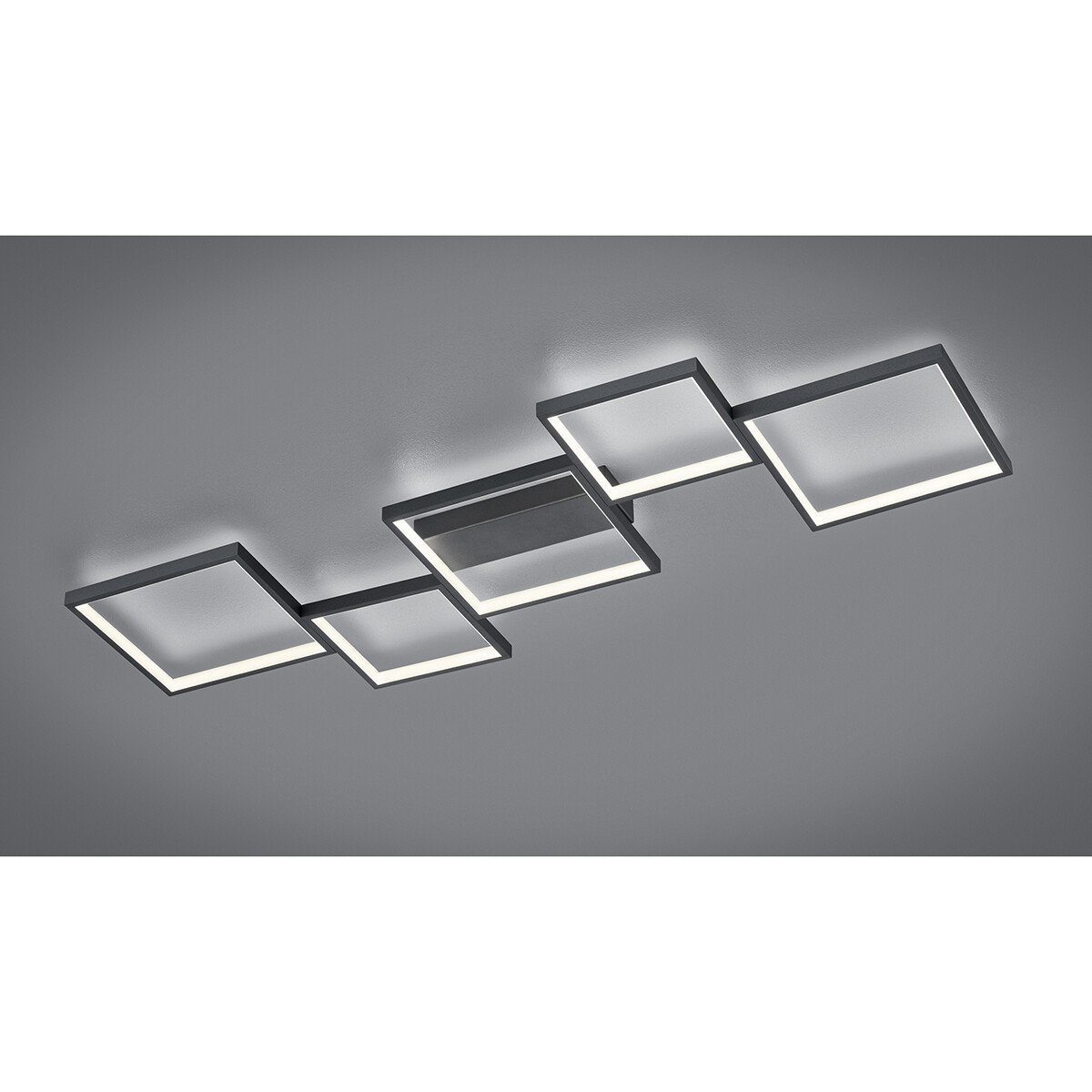 LED Deckenleuchte - Deckenbeleuchtung - Trion Soranto - 34W - Warmweiß 3000K - Dimmbar - Rechteckig - Mattschwarz - Aluminium