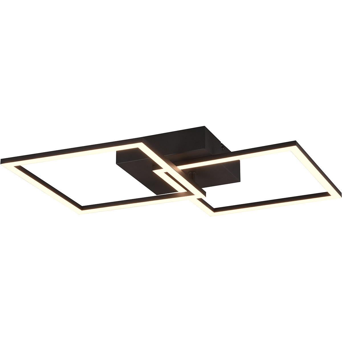 LED-Deckenleuchte - Deckenbeleuchtung - Trion Square - 20W - Warmweiß 3000K - Quadratisch - Mattschwarz - Metall