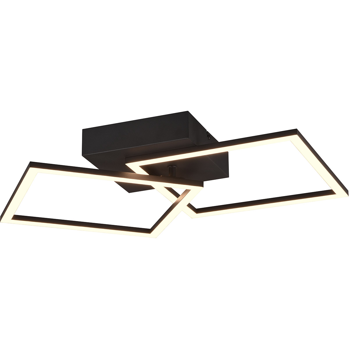 LED-Deckenleuchte - Deckenbeleuchtung - Trion Square - 20W - Warmweiß 3000K - Quadratisch - Mattschwarz - Metall