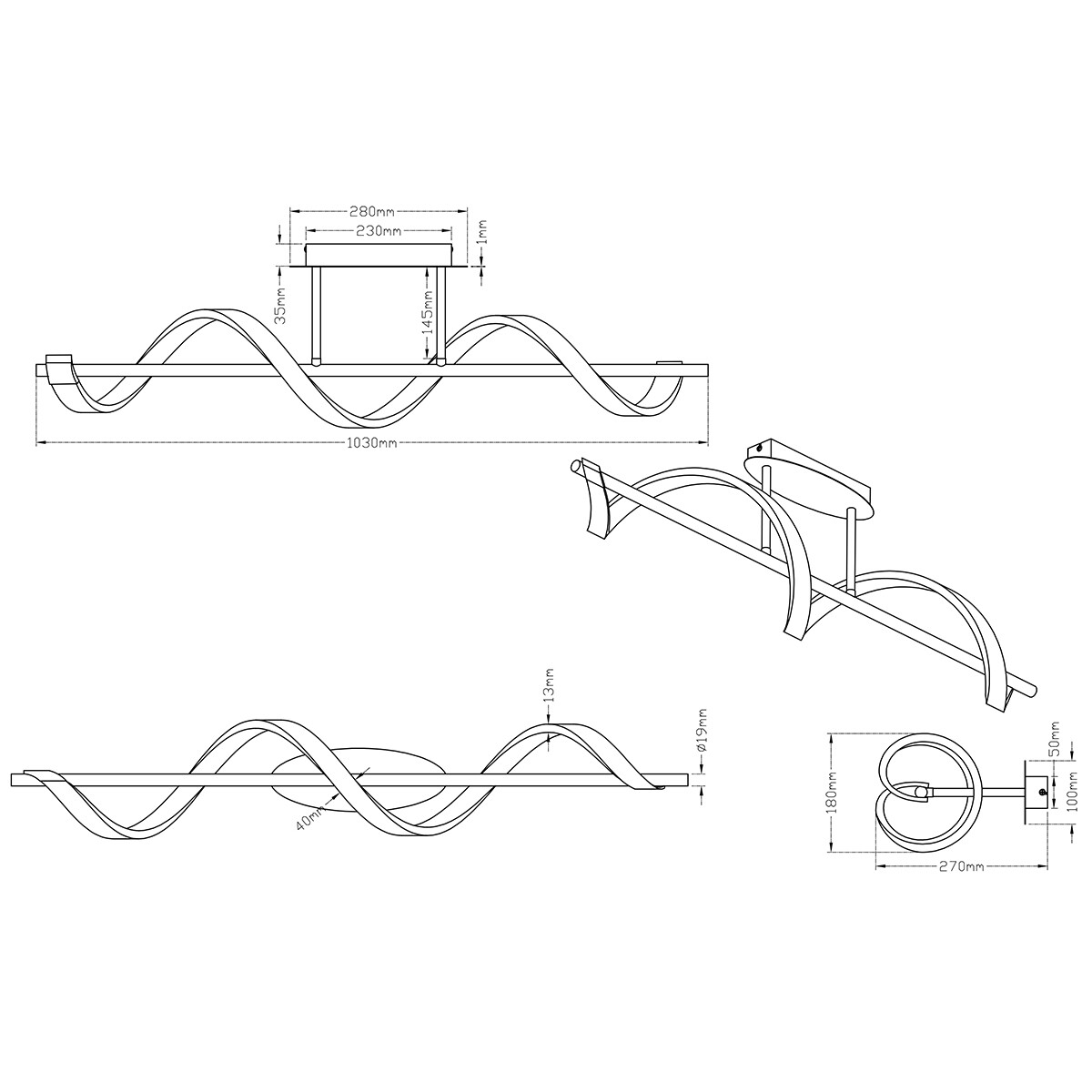 LED Deckenleuchte - Deckenbeleuchtung - Trion Syndi - 20W - Warmweiß 3000K - Rechteckig - Matt Chrom - Aluminium