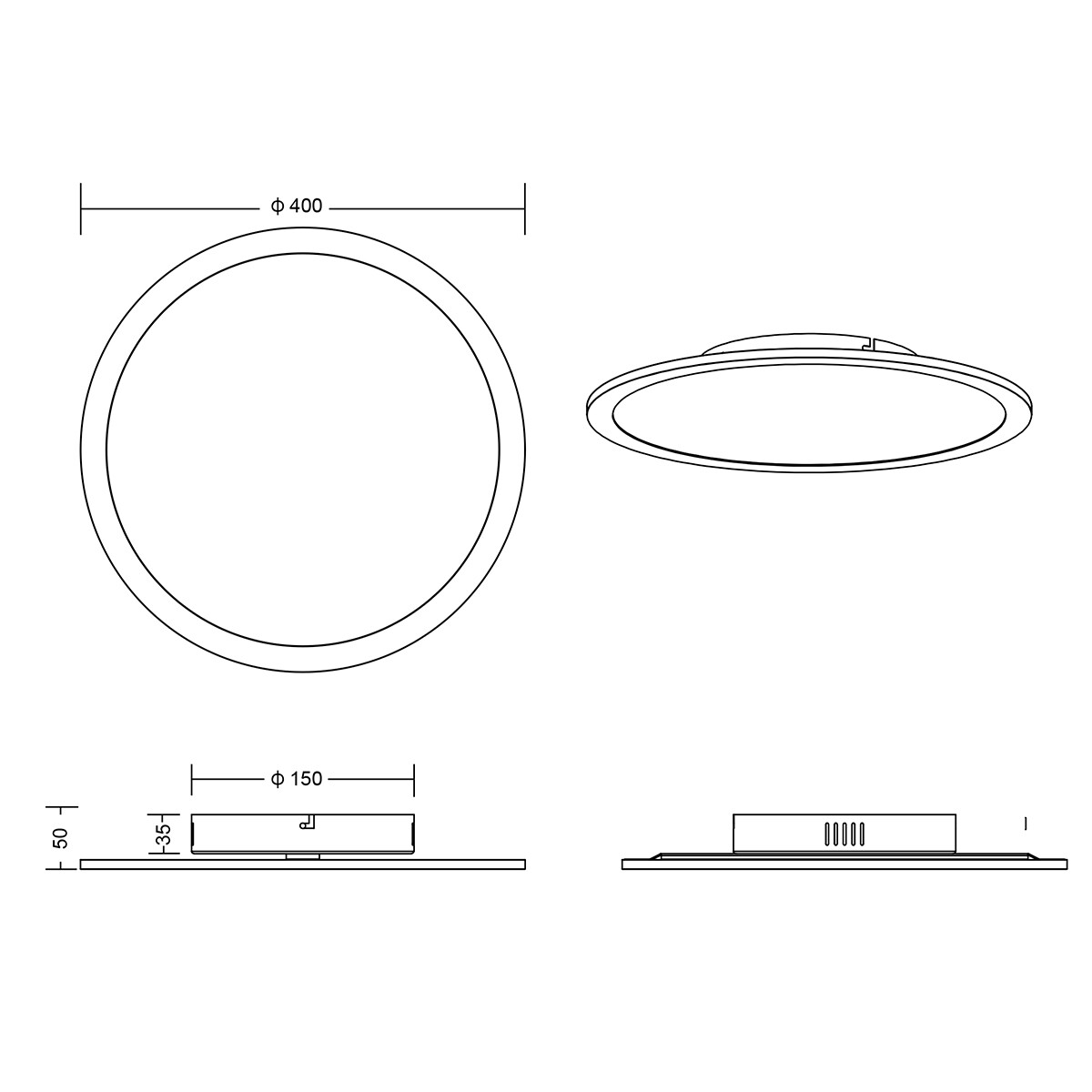 LED Deckenleuchte - Deckenbeleuchtung - Trion Tiberon - 20W - Universalweiß 4000K - Rund - Mattweiß - Kunststoff