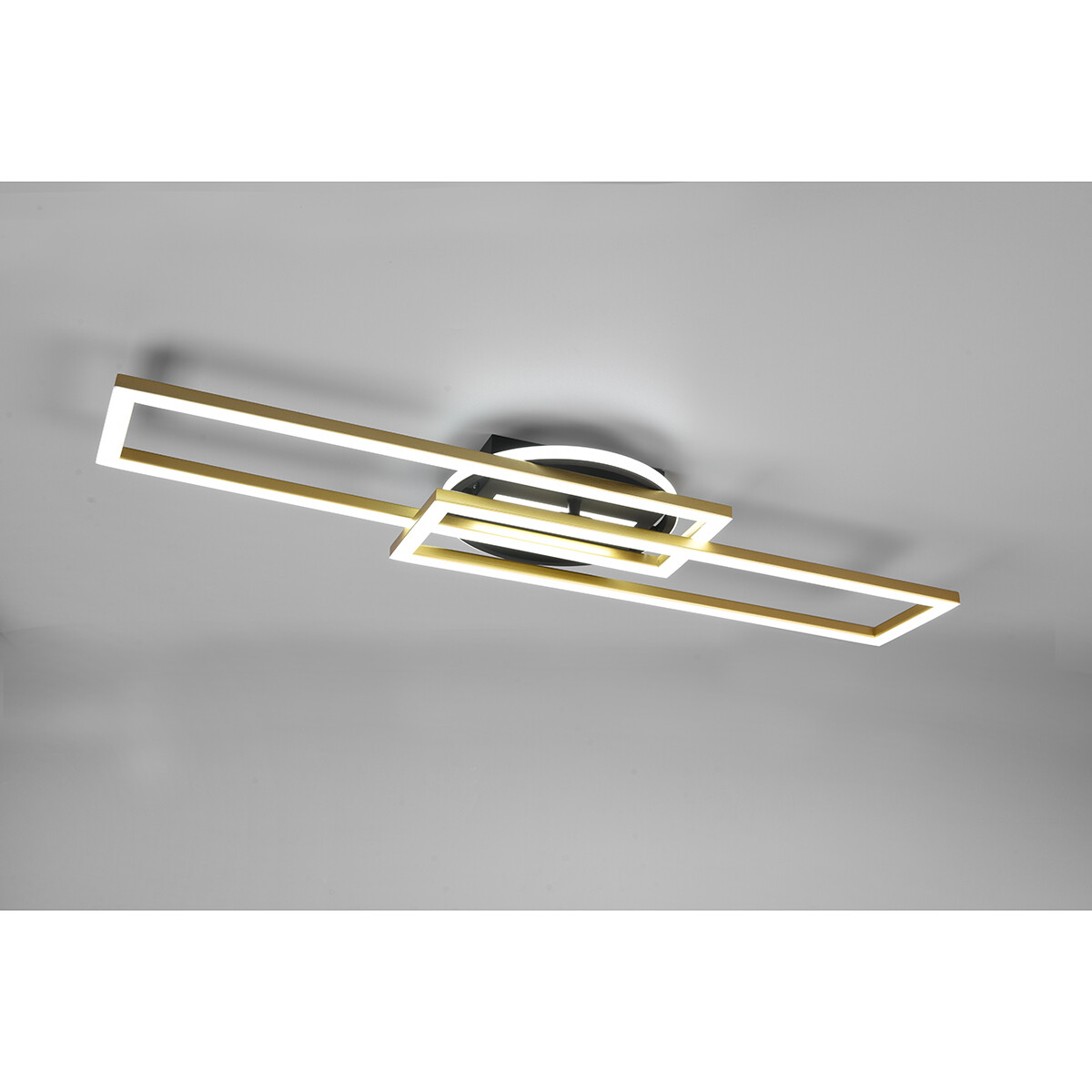 LED Deckenlampe - Deckenbeleuchtung - Trion Tiger - 30W - Anpassbare Lichtfarbe - Fernbedienung - Dimmbar - Rechteckig - Matt Gold - Aluminium