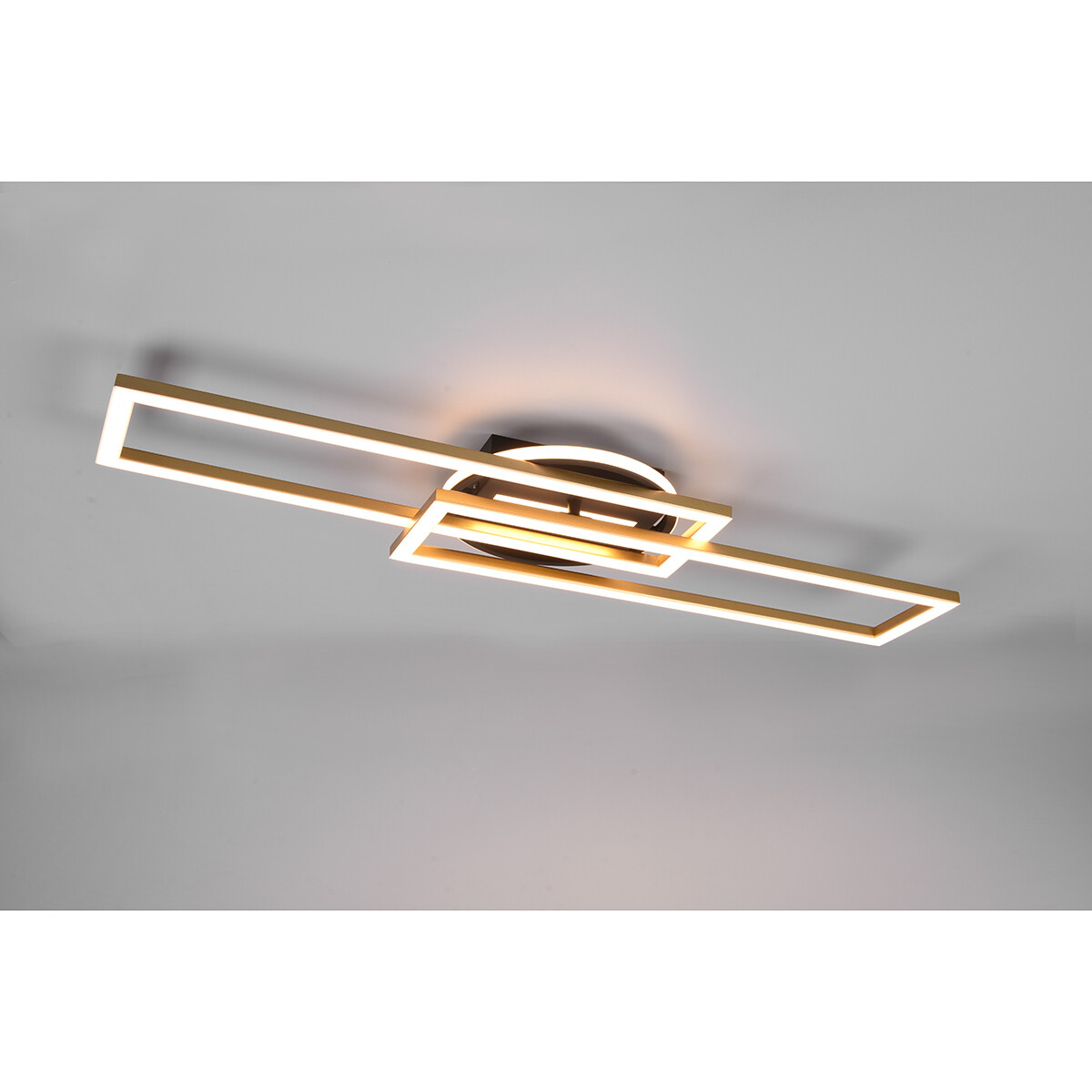 LED Deckenlampe - Deckenbeleuchtung - Trion Tiger - 30W - Anpassbare Lichtfarbe - Fernbedienung - Dimmbar - Rechteckig - Matt Gold - Aluminium