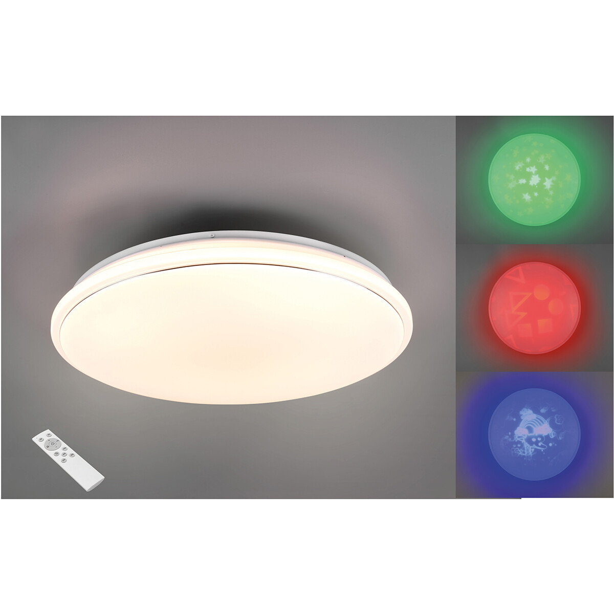 LED Deckenlampe - Deckenbeleuchtung - Trion Turbo - 21W - Warmweiß 3000K - RGB - Dimmbar - Fernbedienung - Rund - Matt Weiß - Kunststoff