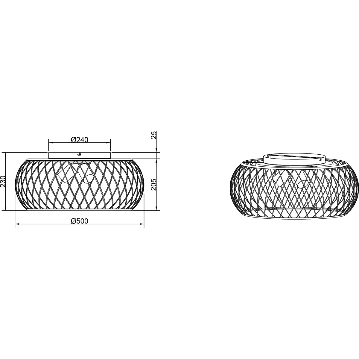 LED Deckenlampe - Deckenbeleuchtung - Trion Tymon - E27 Fassung - 3-Lichter - Rund - Matt Schwarz/Gold - Aluminium