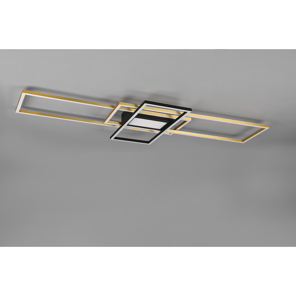 LED Deckenlampe - Deckenbeleuchtung - Trion Urano - 60W - Anpassbare Lichtfarbe - Fernbedienung - Dimmbar - Rechteckig - Matt Gold - Aluminium