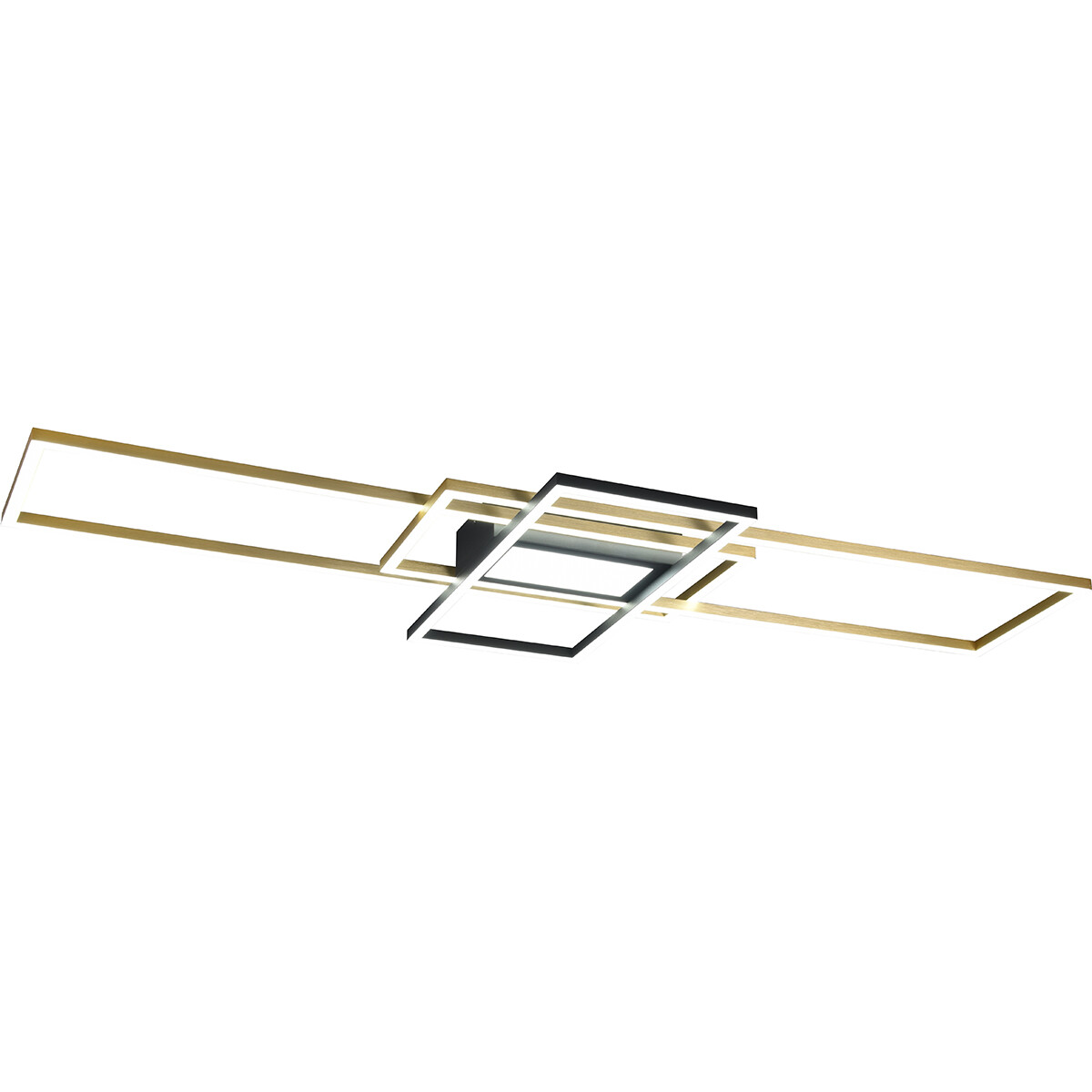 LED Deckenlampe - Deckenbeleuchtung - Trion Urano - 60W - Anpassbare Lichtfarbe - Fernbedienung - Dimmbar - Rechteckig - Matt Gold - Aluminium