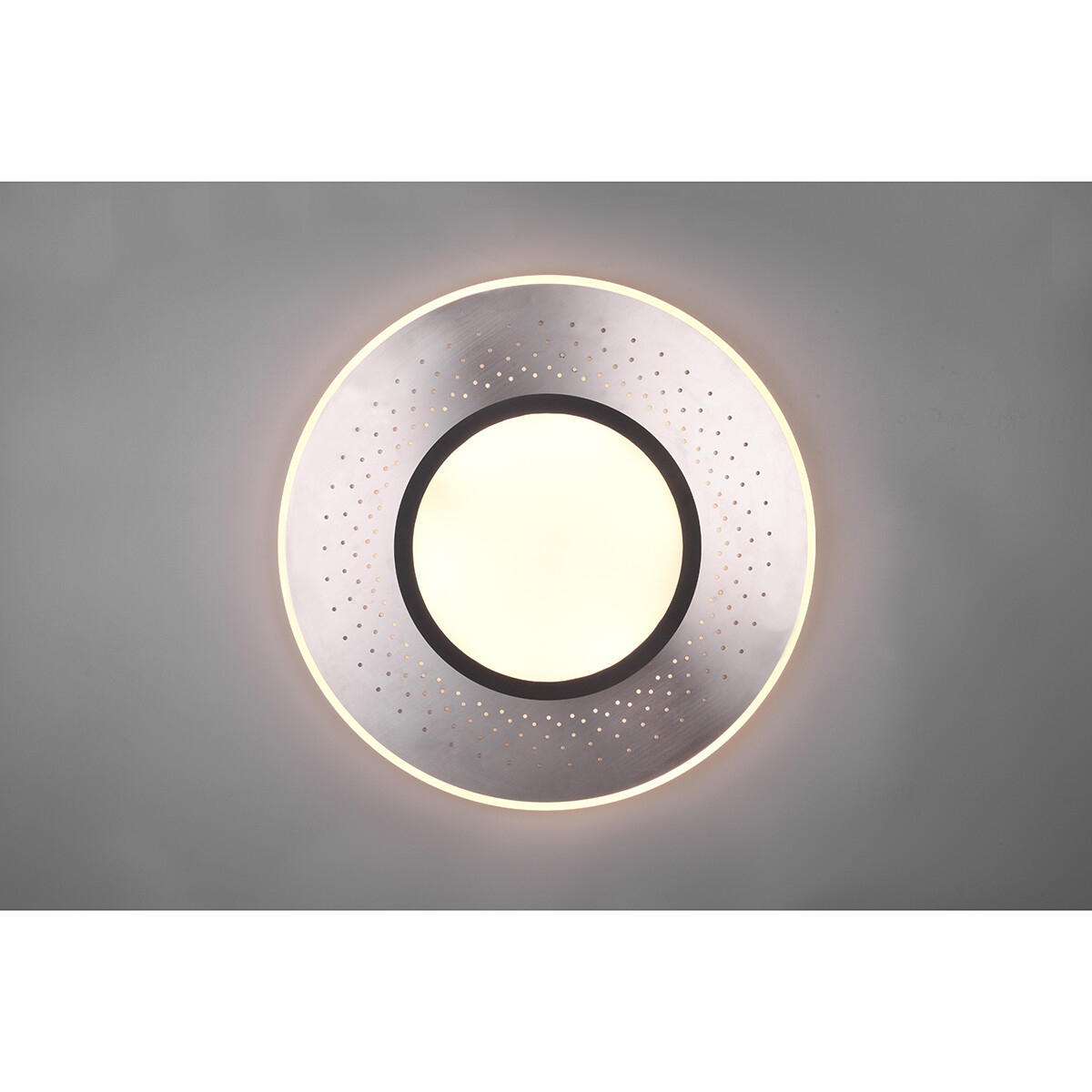 LED Deckenlampe - Deckenbeleuchtung - Trion Virsa - 70W - Anpassbare Lichtfarbe - Dimmbar - Fernbedienung - Rund - Matt Nickel - Aluminium