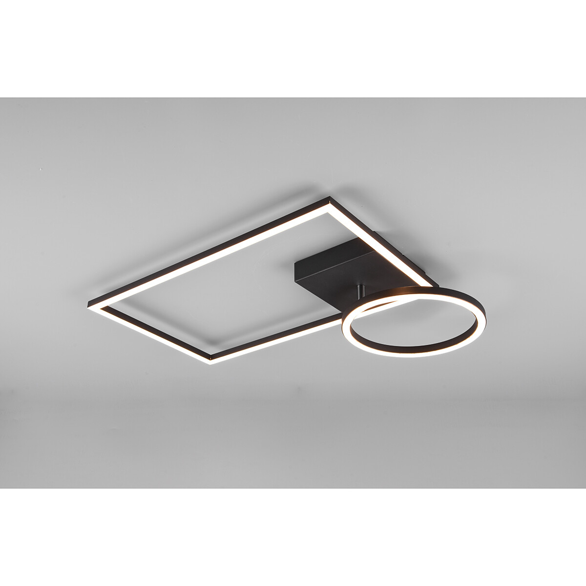 LED Deckenlampe - Deckenbeleuchtung - Trion Viyona - 24W - Warmweiß 3000K - Dimmbar - Rechteckig - Matt Schwarz - Aluminium