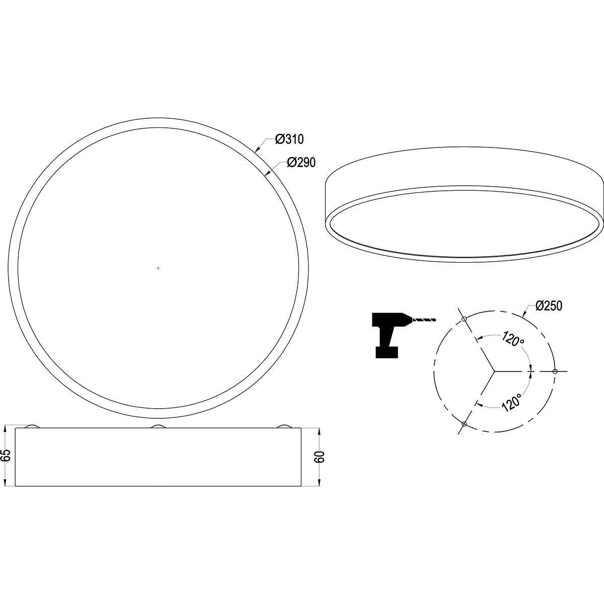 LED Deckenlampe - Deckenbeleuchtung - Trion Wilson - 28W - Anpassbare Lichtfarbe - Dimmbar - Rund - Matt Titan - Aluminium