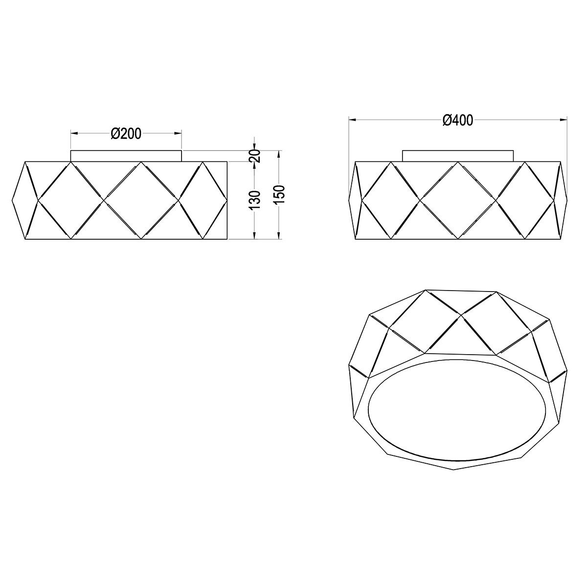 LED Deckenleuchte - Deckenbeleuchtung - Trion Zanda - E27 Sockel - 3-flammig - Rund - Mattweiß - Aluminium