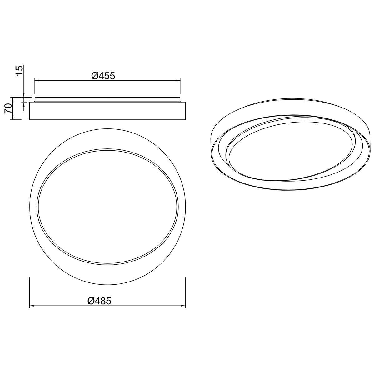 LED Deckenleuchte - Deckenbeleuchtung - Trion Zati - 24W - Anpassbare Lichtfarbe - Rund - Matt Grau - Kunststoff