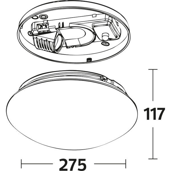 LED Deckenleuchte mit Bewegungsmelder - Aufbau Oval - 360° - E27 - Mattweiß Kunststoff