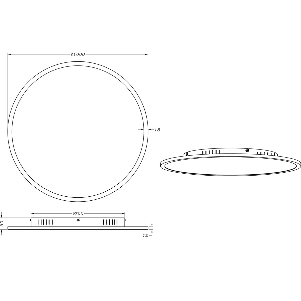 LED Deckenleuchte - Trion Amira - 53W - Anpassbare Farbe - Dimmbar - Fernbedienung - Rund - Titan - Metall