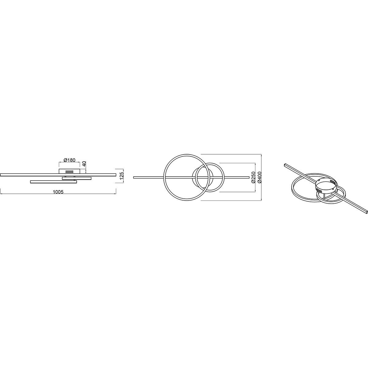 LED-Deckenleuchte - Trion Atilla - 54W - Verstellbare Farbe - Dimmbar - Matt-Nickel - Metall