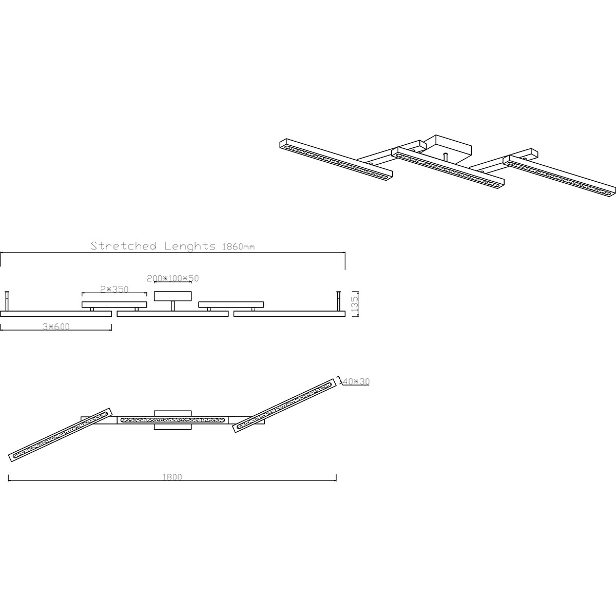 LED Deckenlampe - Trion Bulloni Up and Down - 36W - Anpassbare Lichtfarbe - Fernbedienung - Dimmbar - Rechteckig - Mattbraun - Holz