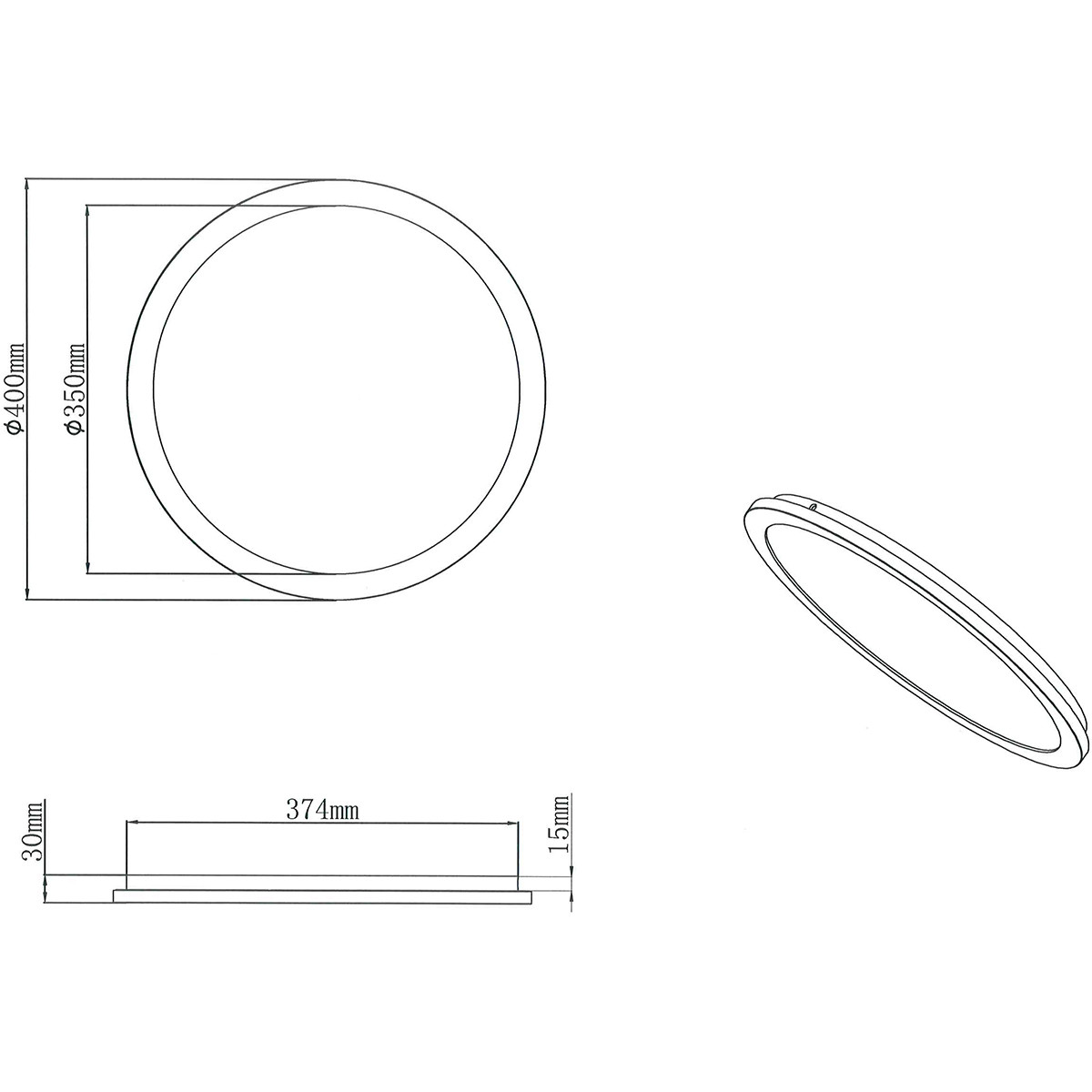 LED Deckenleuchte - Trion Camy - Aufbau Rund 24W - Spritzwassergeschützt IP44 - Dimmbar - Warmweiß 3000K - Mattweiß