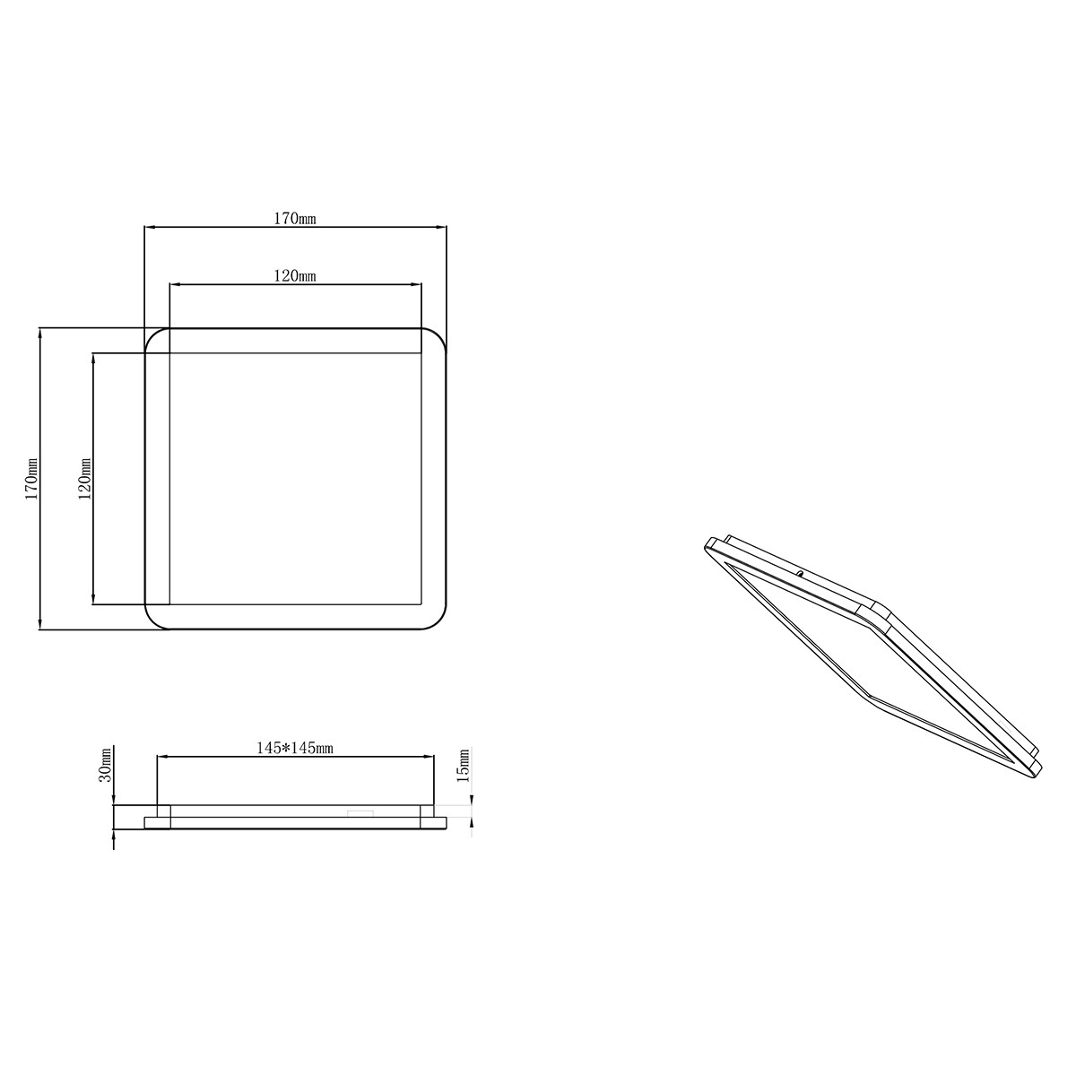 LED Deckenleuchte - Trion Camy - Aufbau Quadratisch 10W - Spritzwassergeschützt IP44 - Dimmbar - Warmweiß 3000K - Mattschwarz