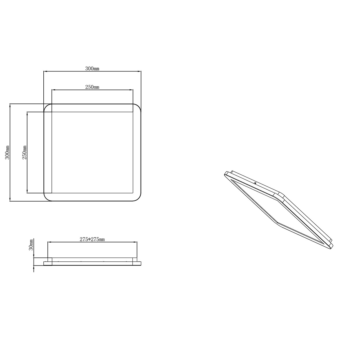 LED Deckenleuchte - Trion Ceaniry - Aufbau Quadratisch 18W - Spritzwassergeschützt IP44 - Dimmbar - Warmweiß 3000K - Chrom