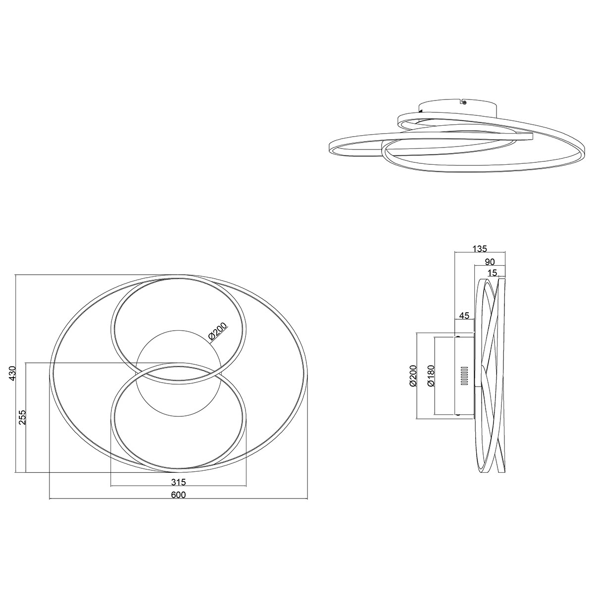 LED Deckenleuchte - Trion Gilo - 38W - Warmweiß 3000K - Dimmbar - Rund - Matt Nickel - Aluminium