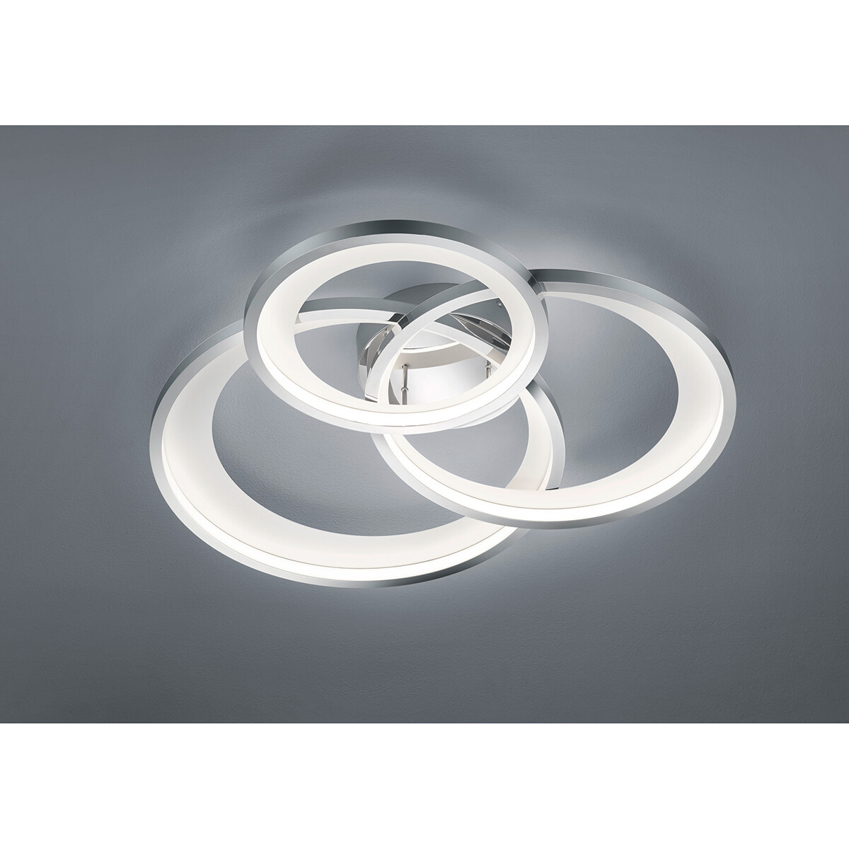 LED Deckenlampe - Trion Granity XL - 36W - Warmweiß 3000K - Dimmbar - Oval - Mattchrom - Aluminium