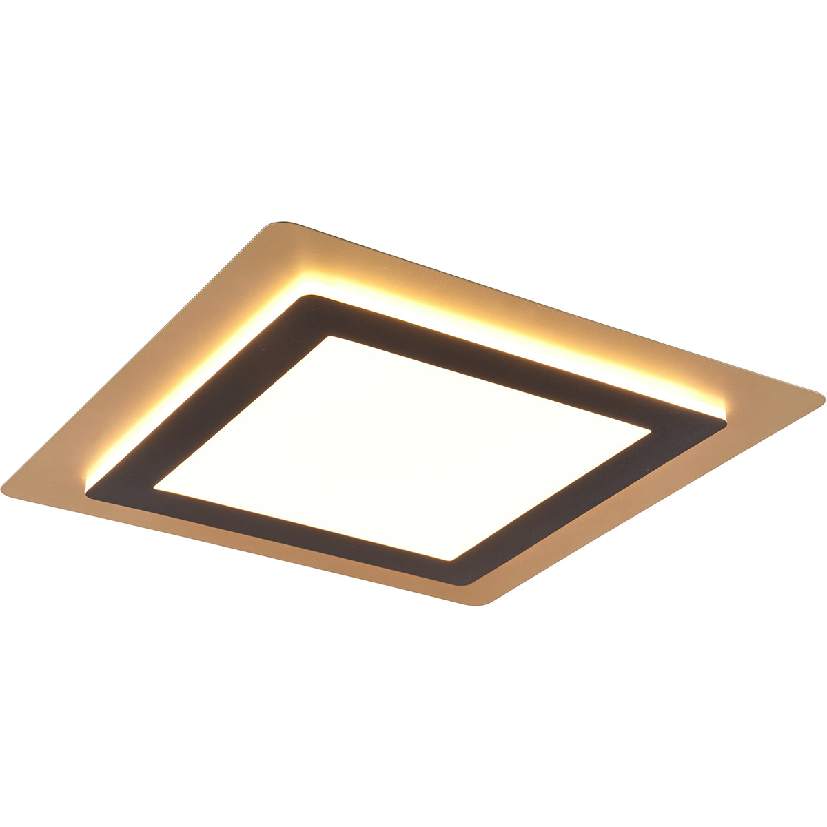 LED-Deckenleuchte - Trion Groan - 46W - Verstellbare Farbe - Dimmbar - Quadratisch - Schwarz Gold - Metall