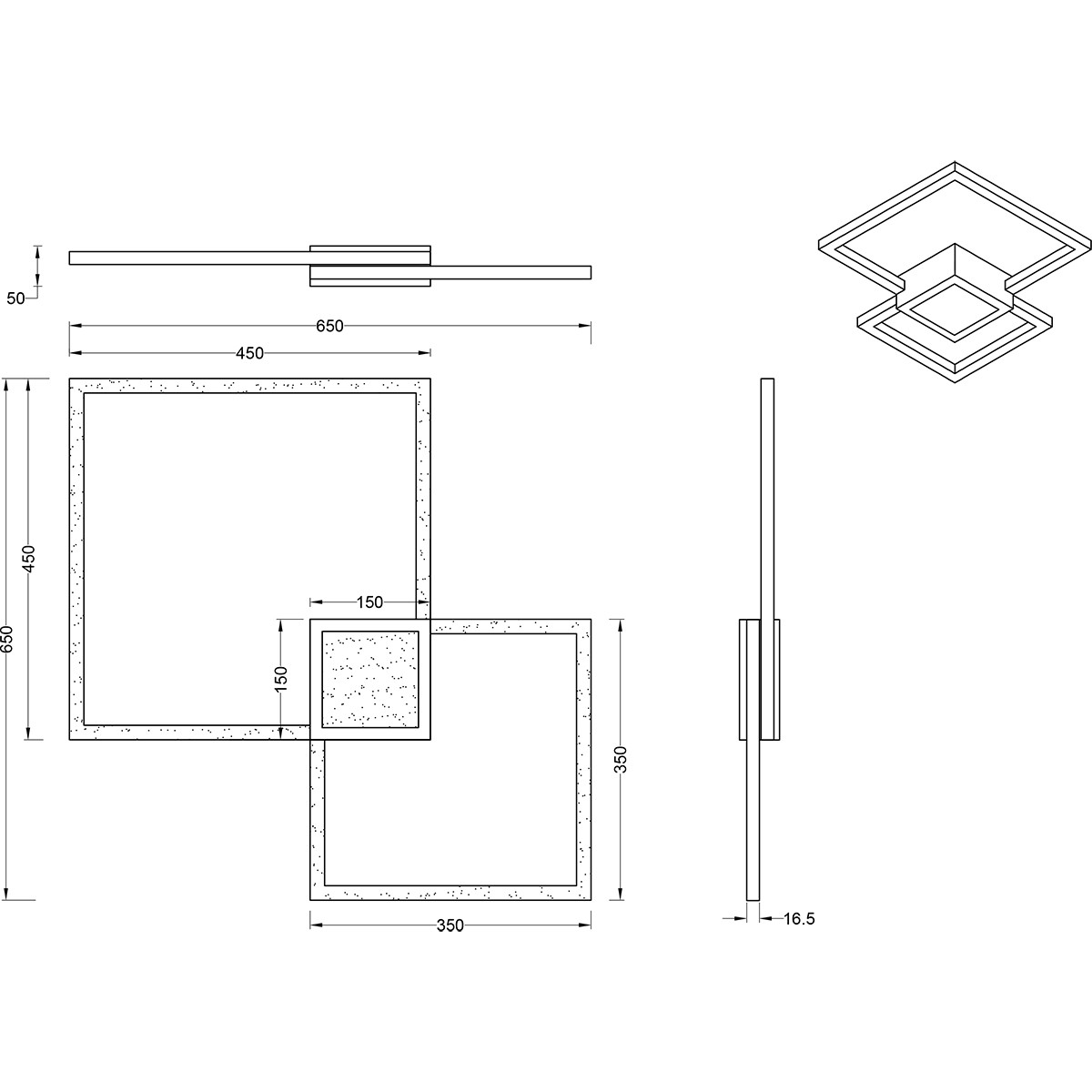 LED Deckenleuchte - Trion Hydro - 28W - Warmweiß 3000K - Dimmbar - Rechteckig - Matt Nickel - Aluminium