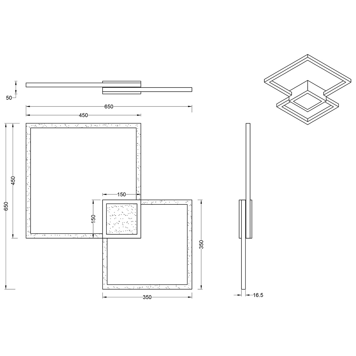 LED Deckenleuchte - Trion Hydro - 28W - Warmweiß 3000K - Dimmbar - Rechteckig - Mattschwarz - Aluminium