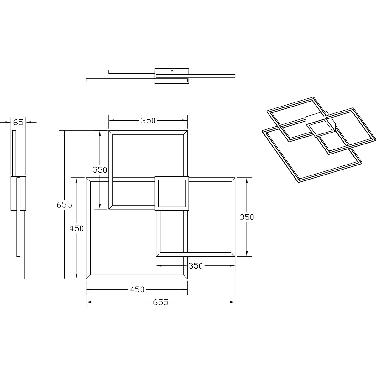 LED Deckenlampe - Trion Hydro - 38W - Neutralweiß 4000K - Dimmbar - Quadrat - Mattweiß - Aluminium