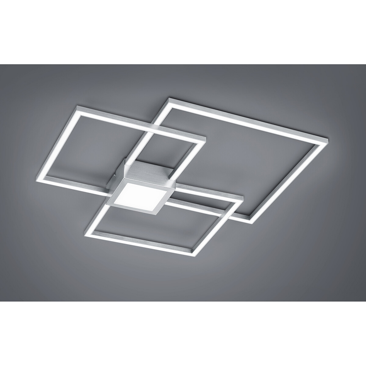 LED Deckenleuchte - Trion Hydro - 38W - Warmweiß 3000K - Dimmbar - Quadratisch - Mattes Nickel - Aluminium