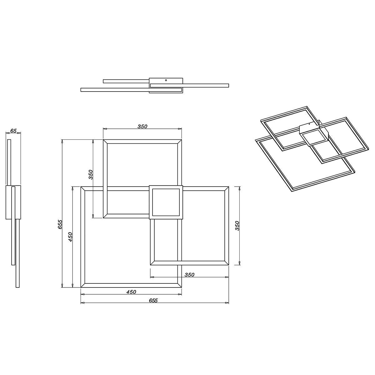 LED Deckenleuchte - Trion Hydro - 38W - Warmweiß 3000K - Dimmbar - Quadratisch - Mattes Nickel - Aluminium