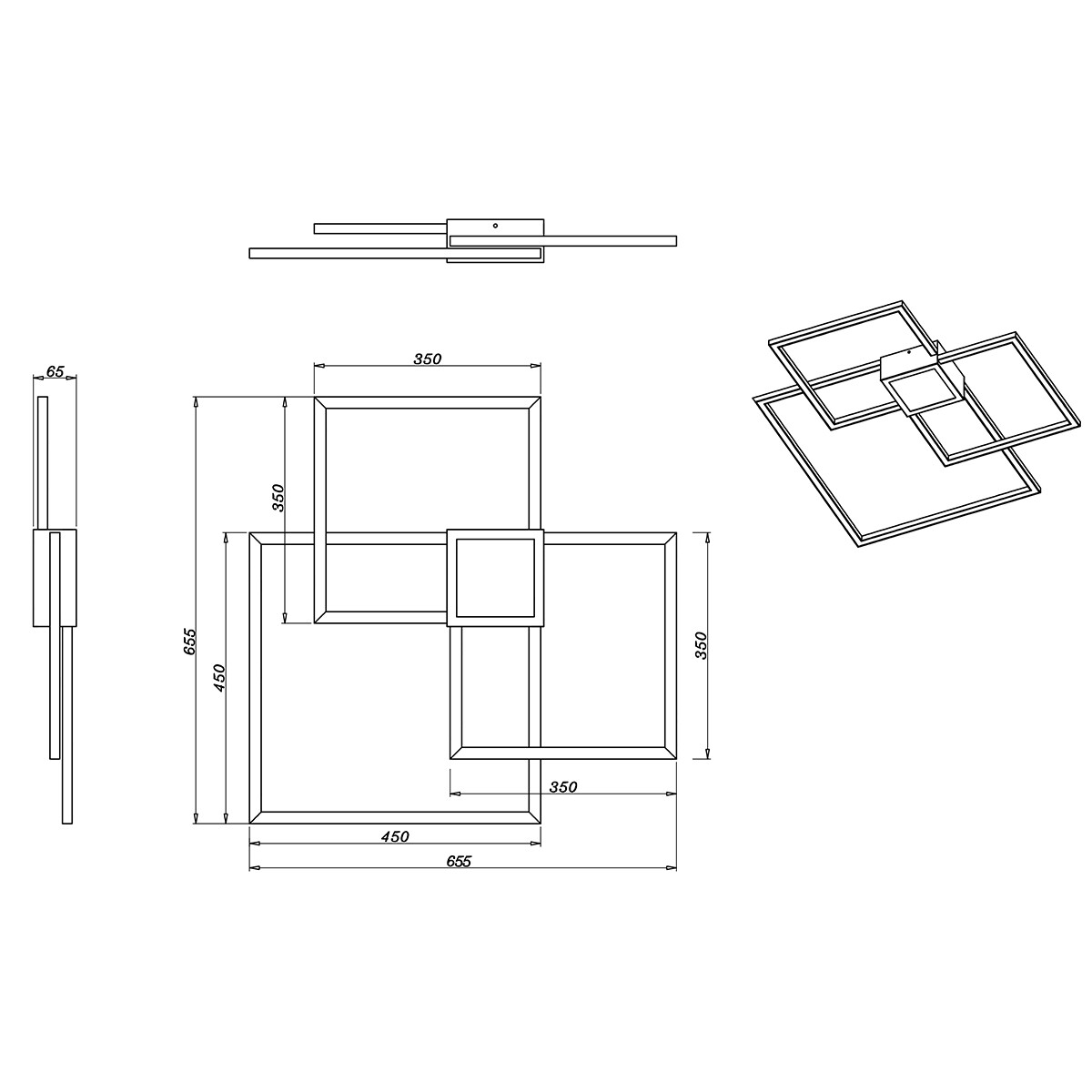 LED Deckenleuchte - Trion Hydro - 38W - Warmweiß 3000K - Dimmbar - Quadratisch - Mattschwarz - Aluminium