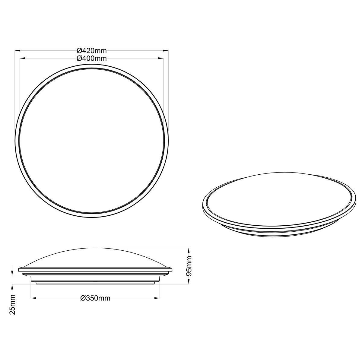 LED Deckenleuchte - Trion Kanimo - 21W - Universalweiß 4000K - Dimmbar - Rund - Mattweiß - Kunststoff