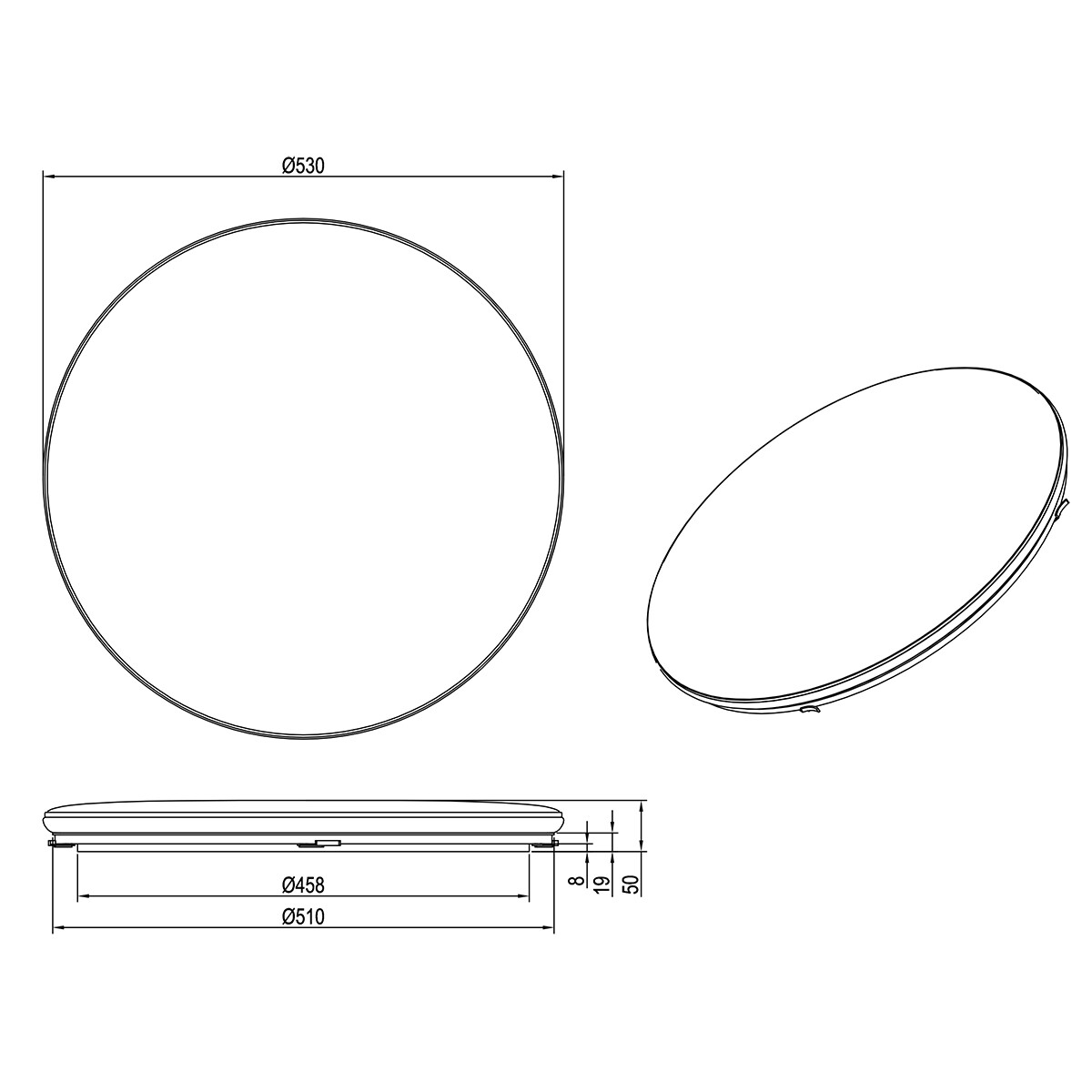 LED Deckenlampe - Trion Lana - 46W - Neutralweiß 4000K - Dimmbar - Rund - Mattweiß - Kunststoff