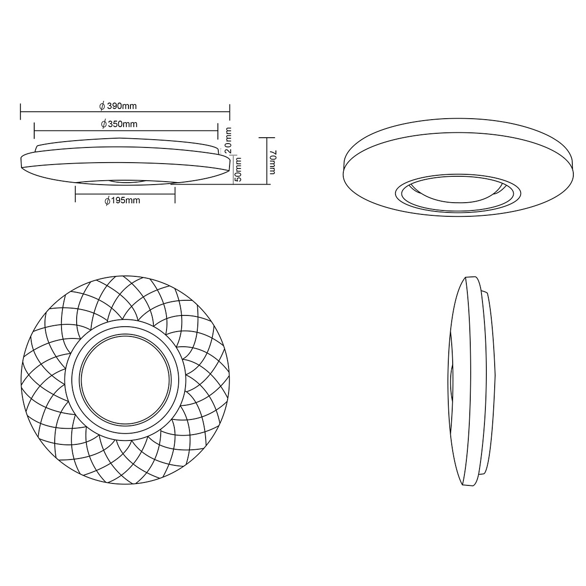 LED Deckenleuchte - Trion Magum - 22W - Anpassbare Lichtfarbe - Dimmbar - Fernbedienung - Sternenlicht - Rund - Mattweiß - Kunststoff