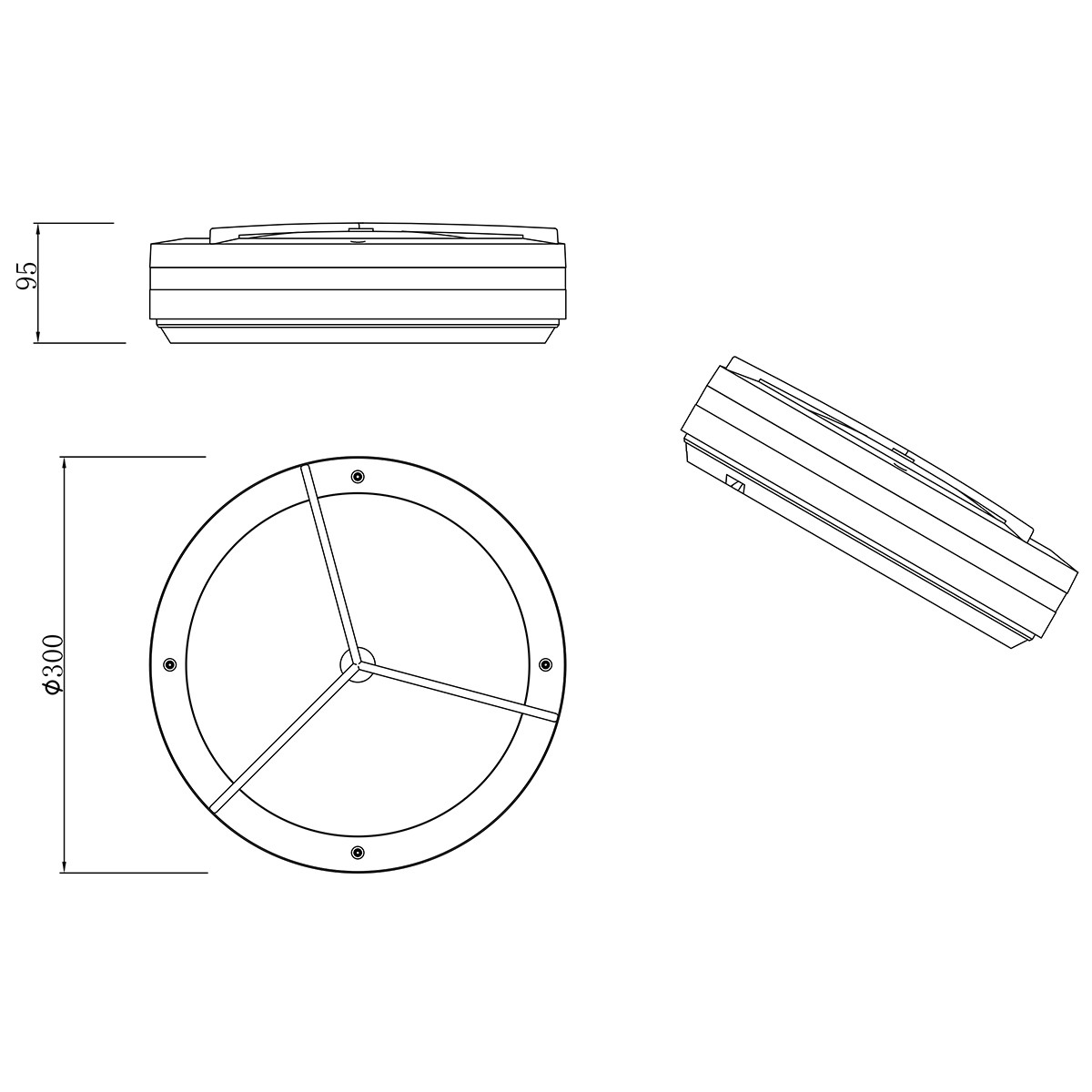 LED Deckenleuchte - Trion Murinay - Aufbau Rund - Wasserdicht IP54 - E27 Sockel - 2-flammig - Betonoptik - Kunststoff