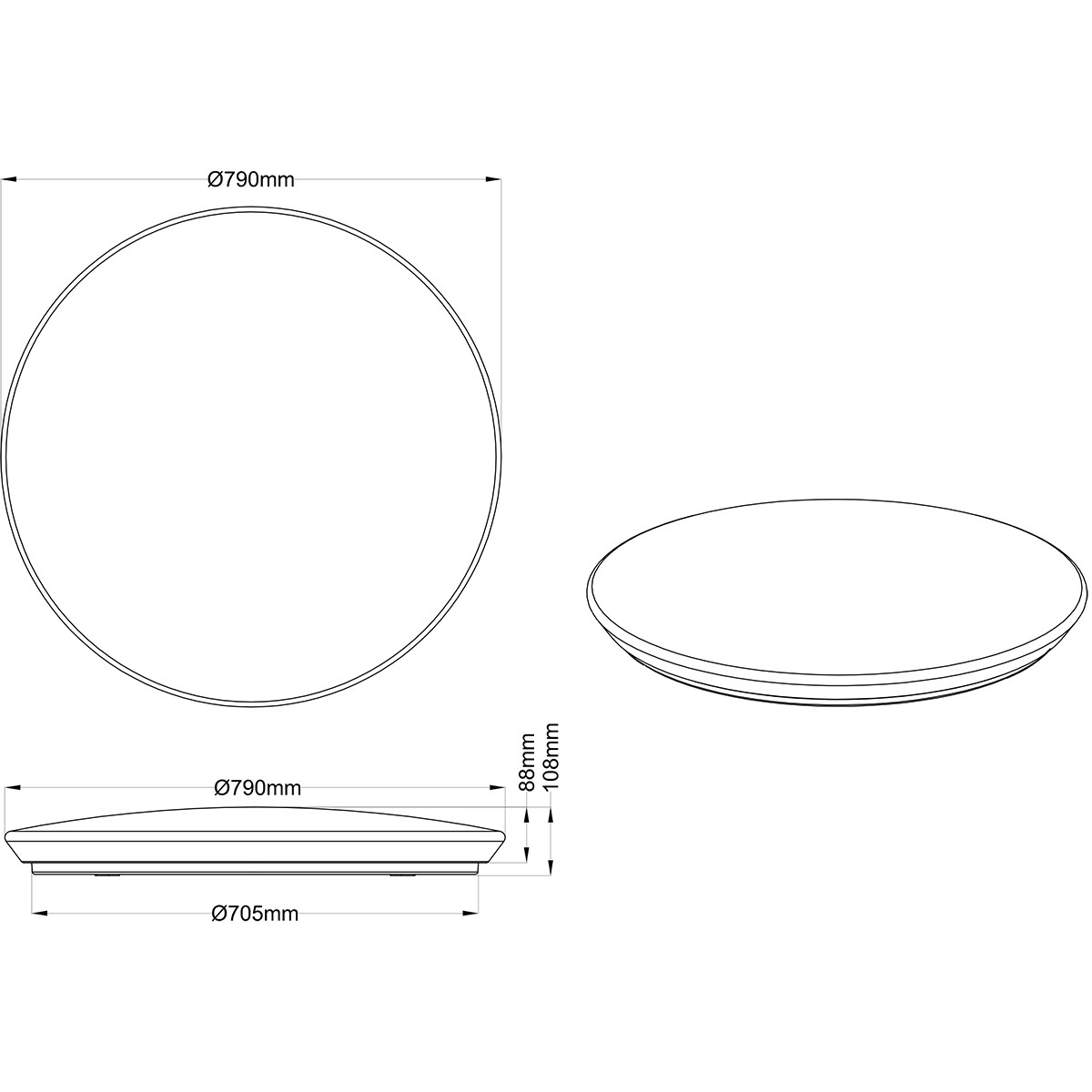 LED Deckenleuchte - Trion Star - 80W - Einstellbare Farbtemperatur - Dimmbar - Fernbedienung - Rund - Mattweiß