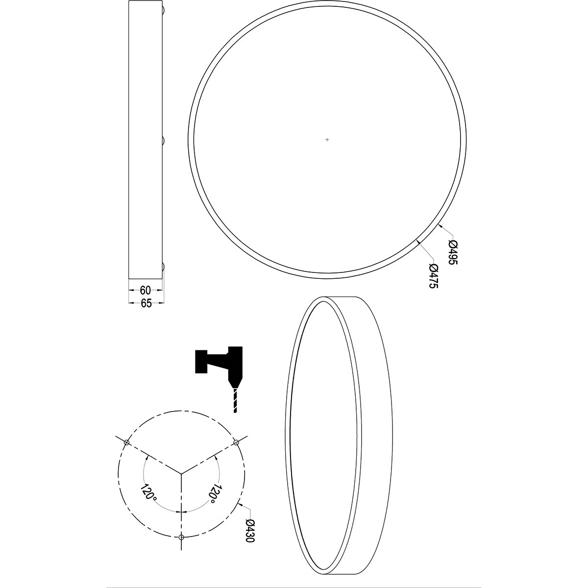 LED Deckenleuchte - Trion Oka - Anpassbare Farbe - Dimmbar - Rund - Matt Weiß - Metall