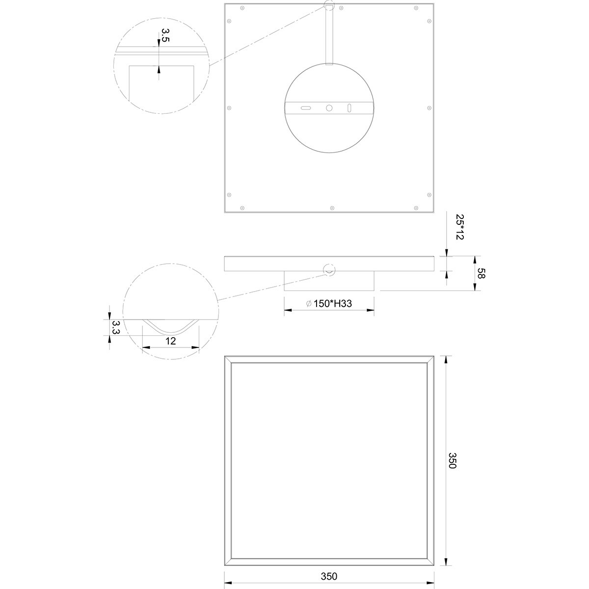 LED-Deckenleuchte - Trion Rad - Aufbau Quadratisch 20W - Warmweiß 3000K - Mattweiß - Metall