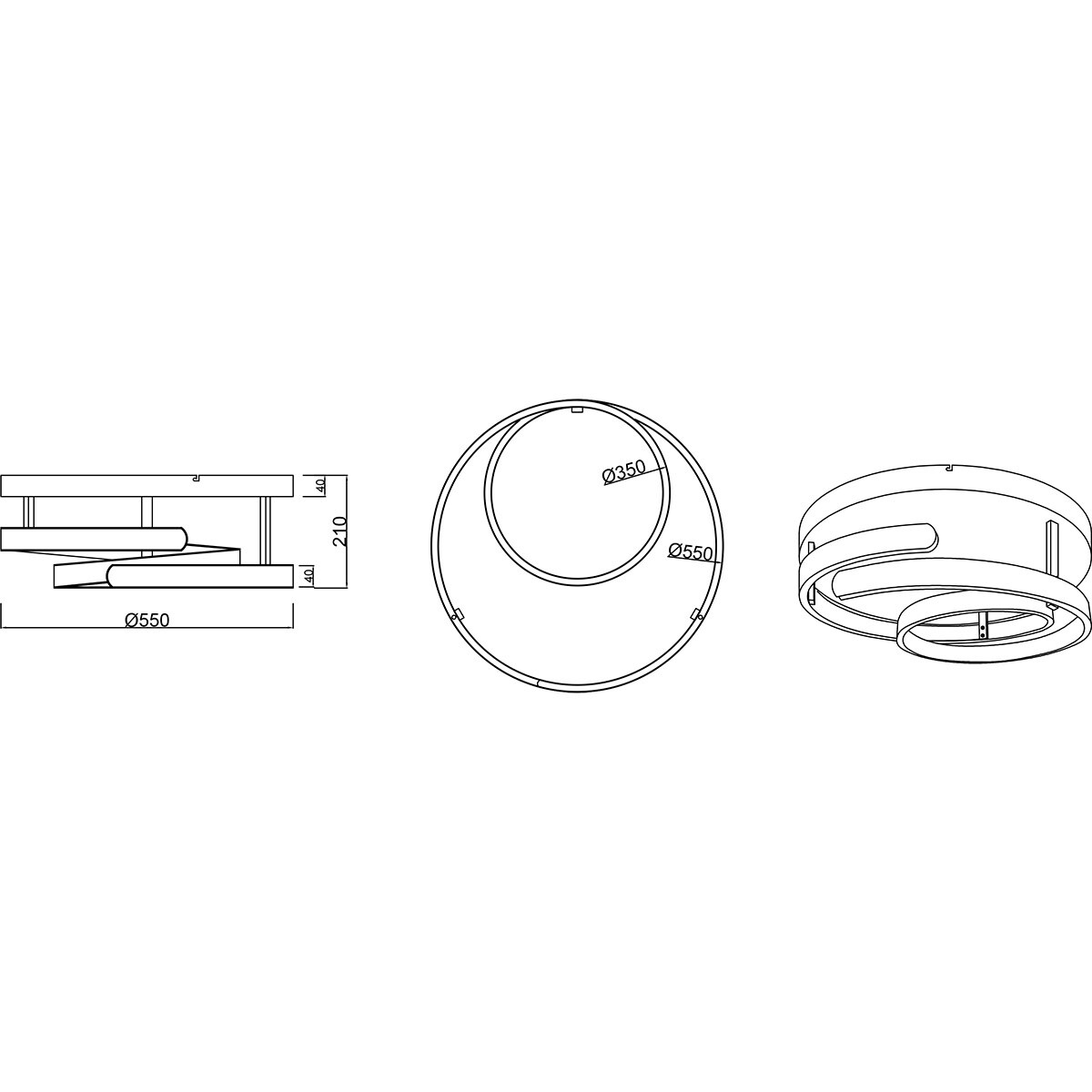 LED-Deckenleuchte - Trion Renie - 58W - Warmweiß 3000K - Dimmbar - Rund - Kaffee - Metall